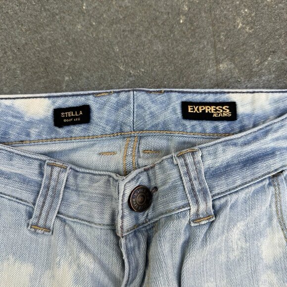 Express Stella Bootcut Jeans Size 4 Bleached Distressed Y2K Grunge Denim - Picture 4 of 14